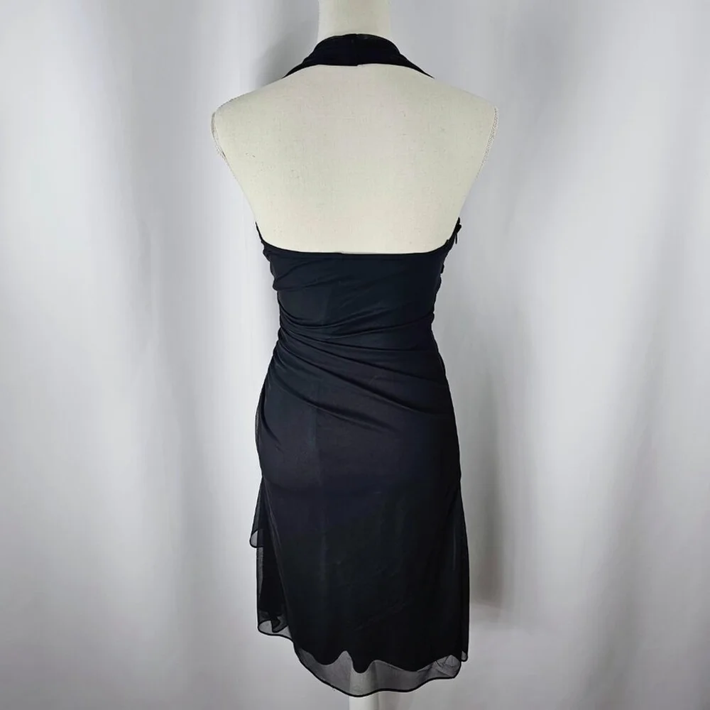 Betsy & Adam Women's Vintage Y2K Black Rhinestone Halter Bodycon Dress Size 4 - Picture 8 of 14
